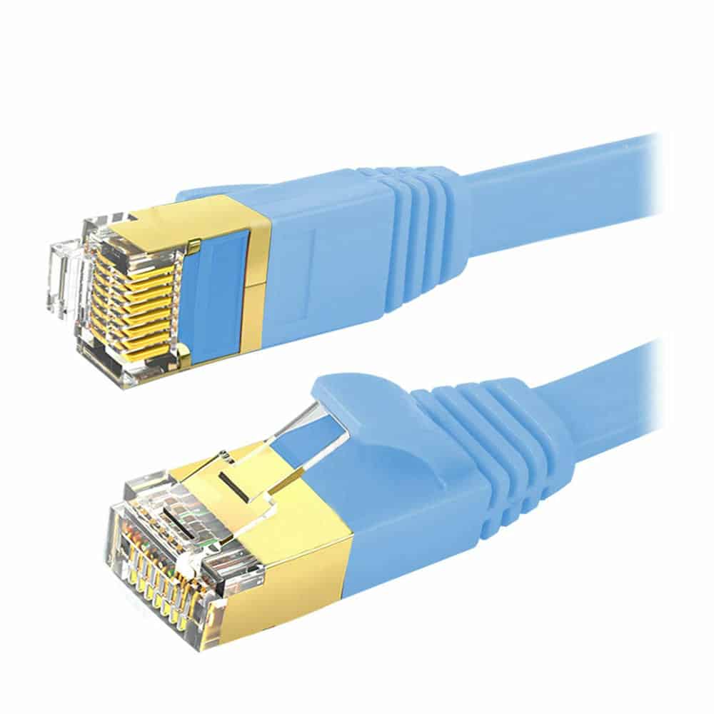 (image for) Xclio 2M Flat RJ45 CAT7 Ethernet Network Shielded TANGLE FREE RJ45 Cable- Blue