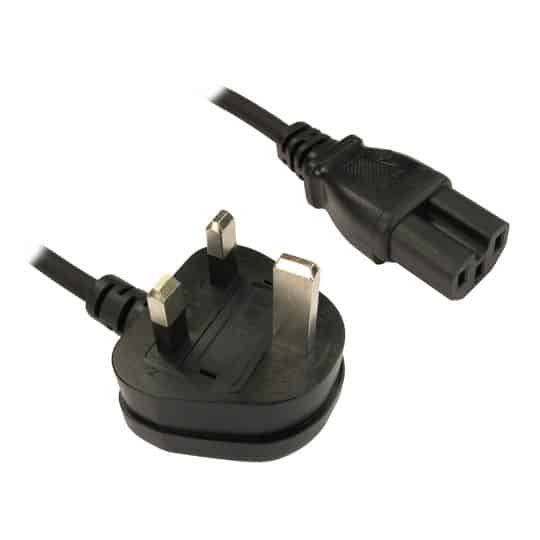 (image for) Xclio 2m Kettle Lead UK Plug to C15 Power Cable/Connector for PSU's- Black