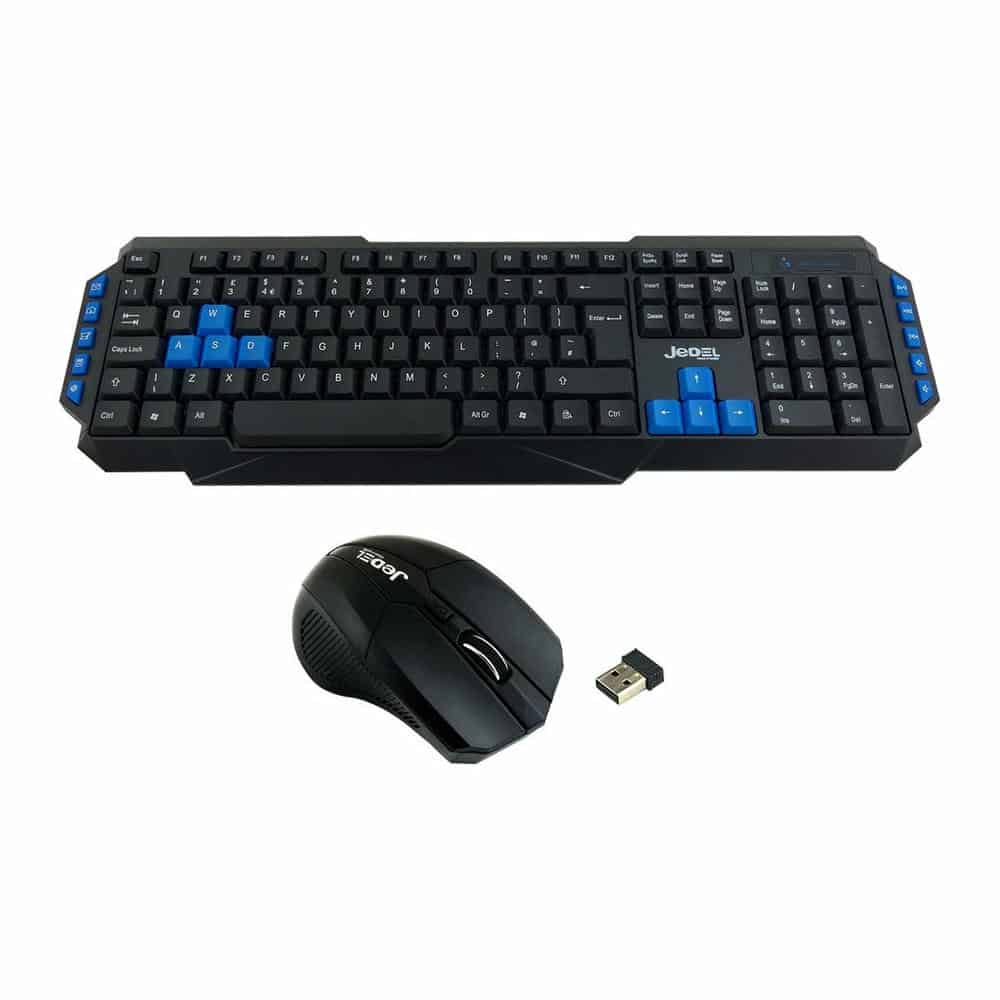 (image for) Xclio WS-880R Wireless Gaming Keyboard and 3 Button Mouse 2.4GHz with Nano USB Black Blue/Black